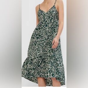 Gap green and cream floral dress size medium